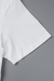 White Sportswear Eyes Printed Patchwork O Neck T-Shirts