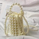 White Casual Daily Patchwork Pearl Weave Bags