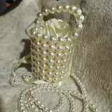 White Casual Daily Patchwork Pearl Weave Bags
