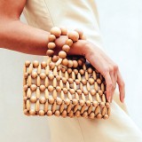 Apricot Casual Daily Solid Patchwork Weave Bags (Subject To The Actual Object)