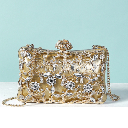 Gold Casual Patchwork Chains Rhinestone Bags