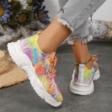 Colour Casual Sportswear Patchwork Tie-dye Round Comfortable Out Door Sport Shoes