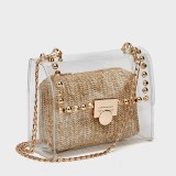 Apricot Casual Daily Patchwork Chains Bags