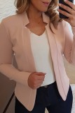 Light Pink Casual Solid Cardigan Outerwear
