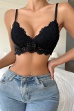 Black Sexy Solid Butterfly Patchwork Backless Lingerie