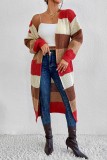 Multicolor Casual Striped Patchwork Cardigan Contrast Outerwear