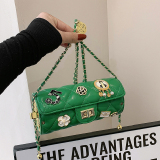 Green Casual Daily Patchwork Chains Bags