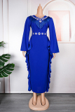 White Casual Embroidery Tassel Patchwork V Neck Long Sleeve Plus Size Dresses