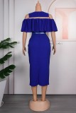 Rose Red Casual Patchwork Hot Drilling Beading With Belt O Neck Short Sleeve Dress Plus Size Dresses