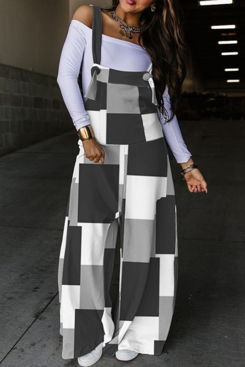 Casual Street Solid Patchwork Pocket Spaghetti Strap Straight Jumpsuits(4 Colors)