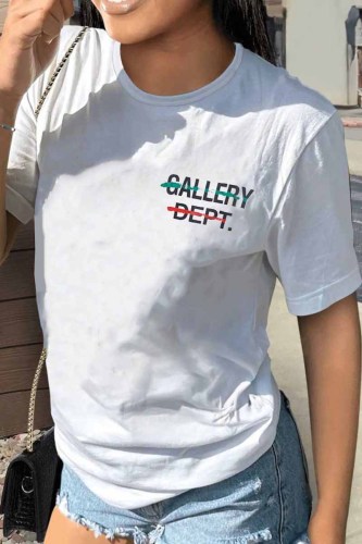 White Street Print Letter O Neck T-Shirts
