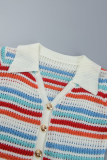 Colour Casual Striped Patchwork V Neck Long Sleeve Two Pieces