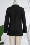 Grey Casual Solid Cardigan Mandarin Collar Outerwear