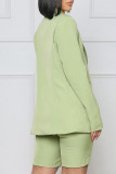 Apricot Casual Solid Patchwork Buttons Turn-back Collar Long Sleeve Two Pieces