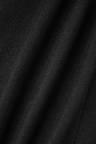 Black Casual Solid Cardigan Mandarin Collar Outerwear