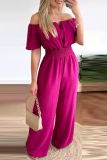 Apricot Casual Work Solid Patchwork Backless V Neck Straight Jumpsuits
