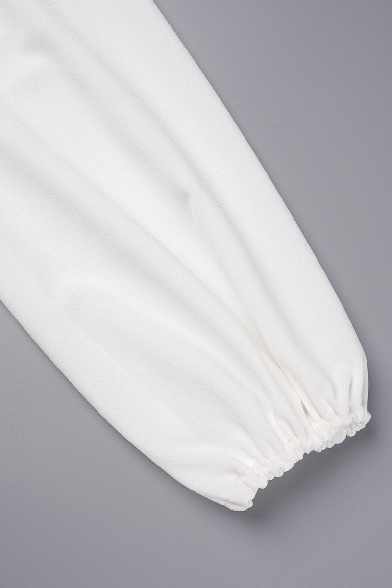 Wholesale White Elegant Solid Patchwork Zipper O Neck A Line Dresses ...