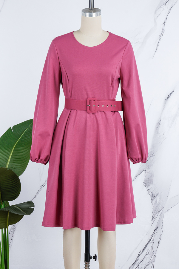 Elegant Pocket Zipper O Neck A Line Dresses