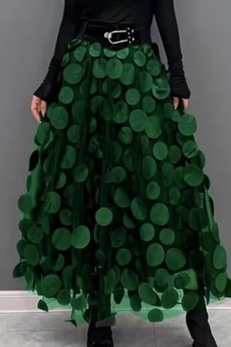 Ink Green Casual Solid Patchwork Regular High Waist Conventional Patchwork Bottoms