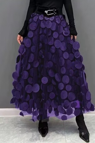 Purple Casual Solid Patchwork Regular High Waist Conventional Patchwork Bottoms
