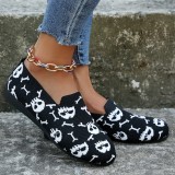 Halloween Black Casual Patchwork Round Comfortable Shoes