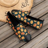 Halloween Cream White Casual Patchwork Printing Round Comfortable Flats Shoes