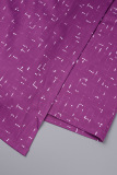 Purple Casual Print Patchwork O Neck Skinny Romper