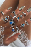 Silver Fashion Vintage Patchwork Patchwork Rings