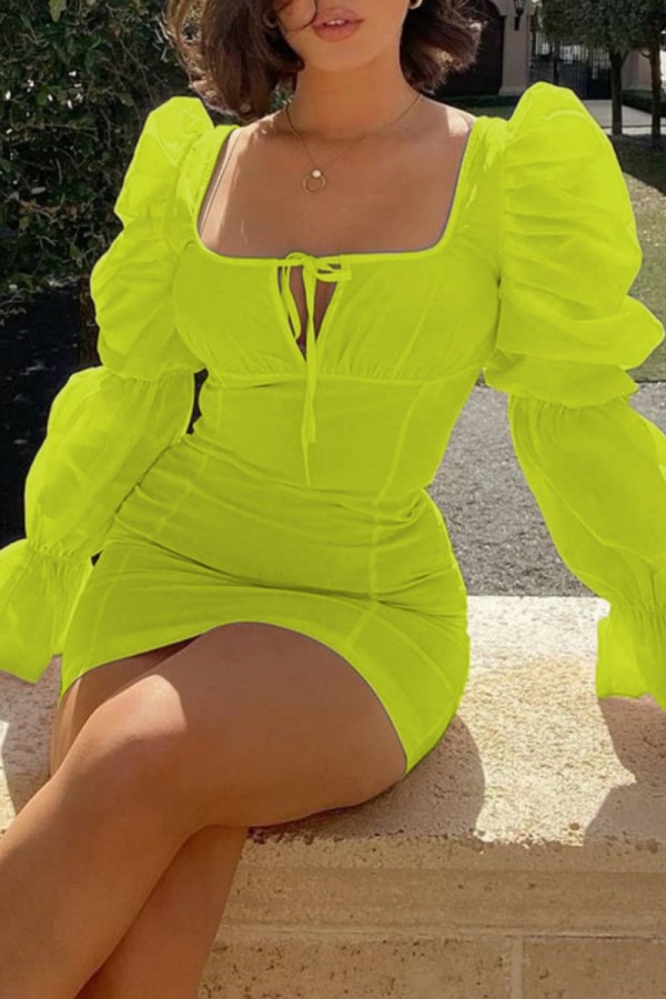 Sexy Formal Solid Frenulum With Bow Square Collar Sling Dress Dresses(3 Colors)