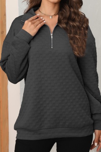 Grey Casual Solid Basic Turndown Collar Tops