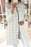 White Casual Solid Patchwork Cardigan Hooded Collar Outerwear