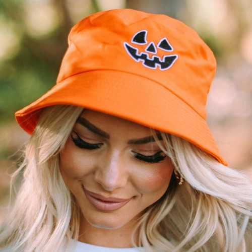 Orange Casual Solid Embroidered Hat