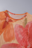 Multicolor Casual Print Basic O Neck Long Sleeve Dresses
