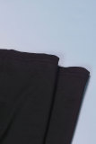 Black Casual Daily Elegant Vacation Plain Hollowed Out Fold Spaghetti Strap Loose Jumpsuits