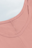 Nude Pink Casual Elegant Vacation Plain Hollowed Out With Belt Asymmetrical V Neck Irregular Dress Dresses