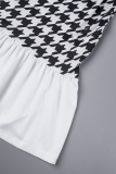 Multicolor Casual Print Patchwork Turndown Collar Short Sleeve Dress