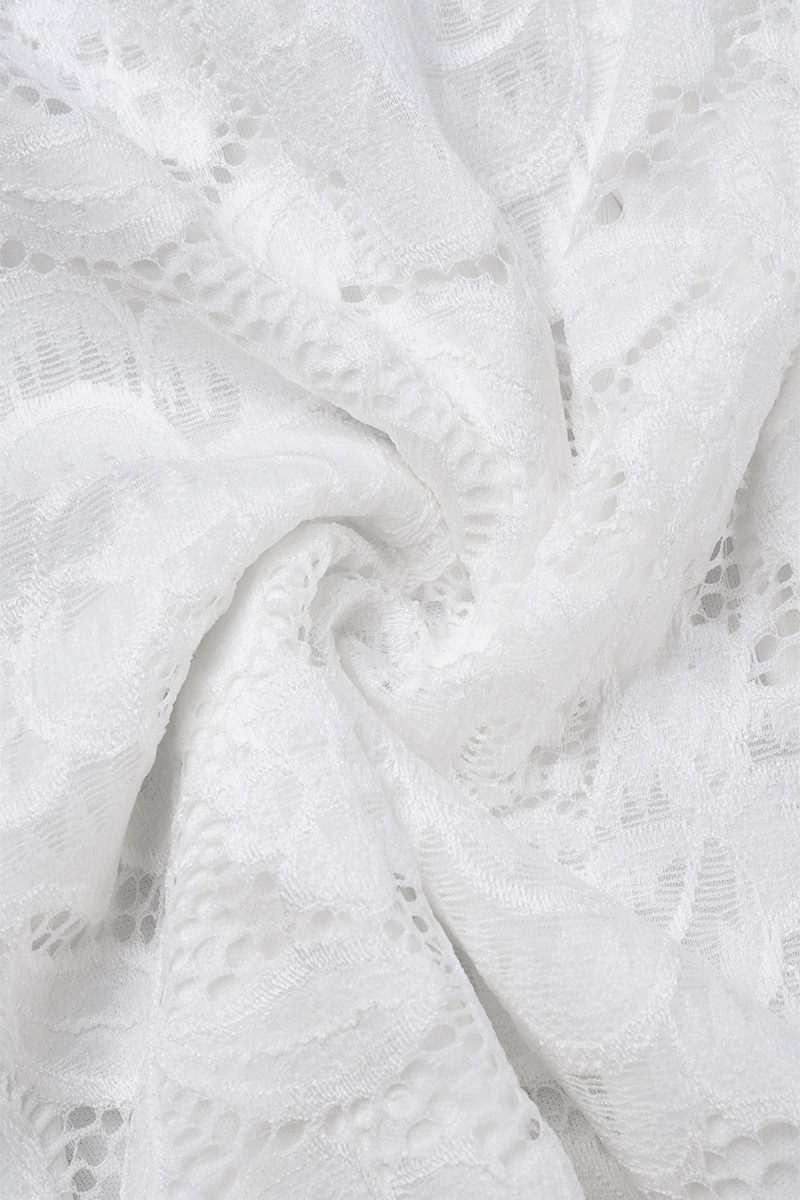 Wholesale White Plus Size Casual Elegant Solid Lace Mesh O Neck A Line ...