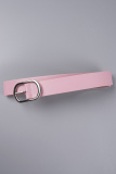 Pink Elegant Solid Patchwork Buckle V Neck A Line Dresses(With a belt)