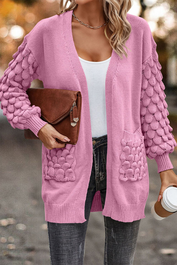 Pink Casual Street Solid Pocket V Neck Outerwear