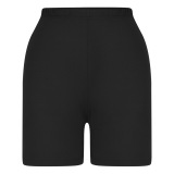 Black Casual Print Basic Skinny High Waist Conventional Positioning Print Shorts