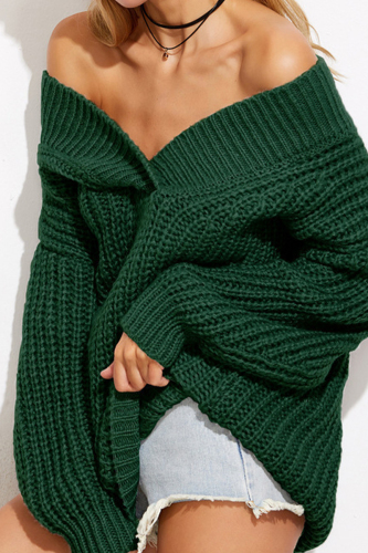 Green Sexy Casual Solid Patchwork V Neck Tops