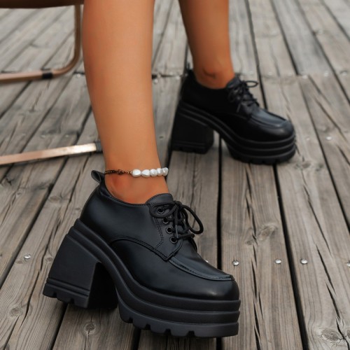 Black Casual Frenulum Solid Color Round Out Door Wedges Shoes (Heel Height 3.94in)