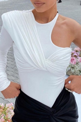 White Casual Solid Backless O Neck Skinny Romper