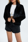 Black Casual Solid Cardigan Outerwear