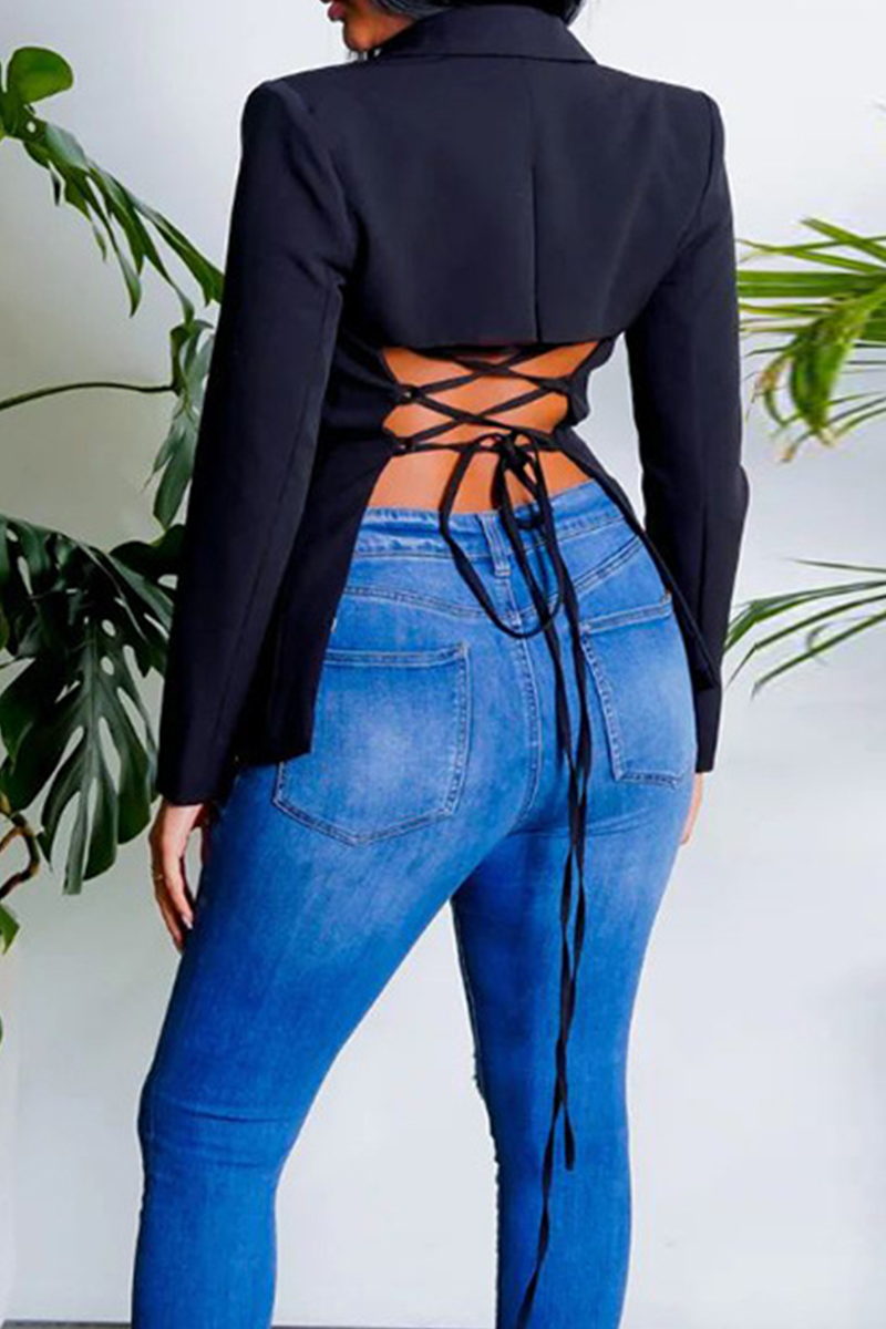 Work Street Print Printing Turn-back Collar Outerwear