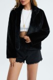Black Casual Solid Cardigan Outerwear