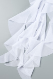 White Sexy Print Backless Halter Irregular Dress Dresses