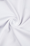 White Sexy Casual Print Backless Halter Sleeveless Dress Dresses