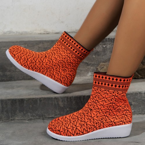 Tangerine Red Casual Patchwork Round Comfortable Out Door Shoes