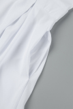 White Casual Print Solid Patchwork V Neck Long Dress Dresses
